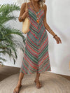 Bohemian Bliss: Floral Printed V-Neck Spaghetti Strap Maxi Dress for Effortless Vacation Style