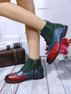 Chic British Style Brogue Patchwork Boots - Retro 3-Strap Leather Footwear for Women