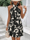 Floral Elegance: Women's Sleeveless Halter Neck Dress