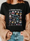 Shark Lover Casual Tee: Embrace Ocean Awareness with Fun Shark Face Graphic