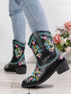 Vintage Chic: Embroidered Knee-High Boots with Thick High Heels for Women