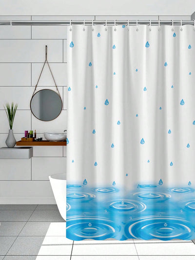 Elegant Rain Drop Pattern PEVA Shower Curtain - Waterproof & Mildew Resistant