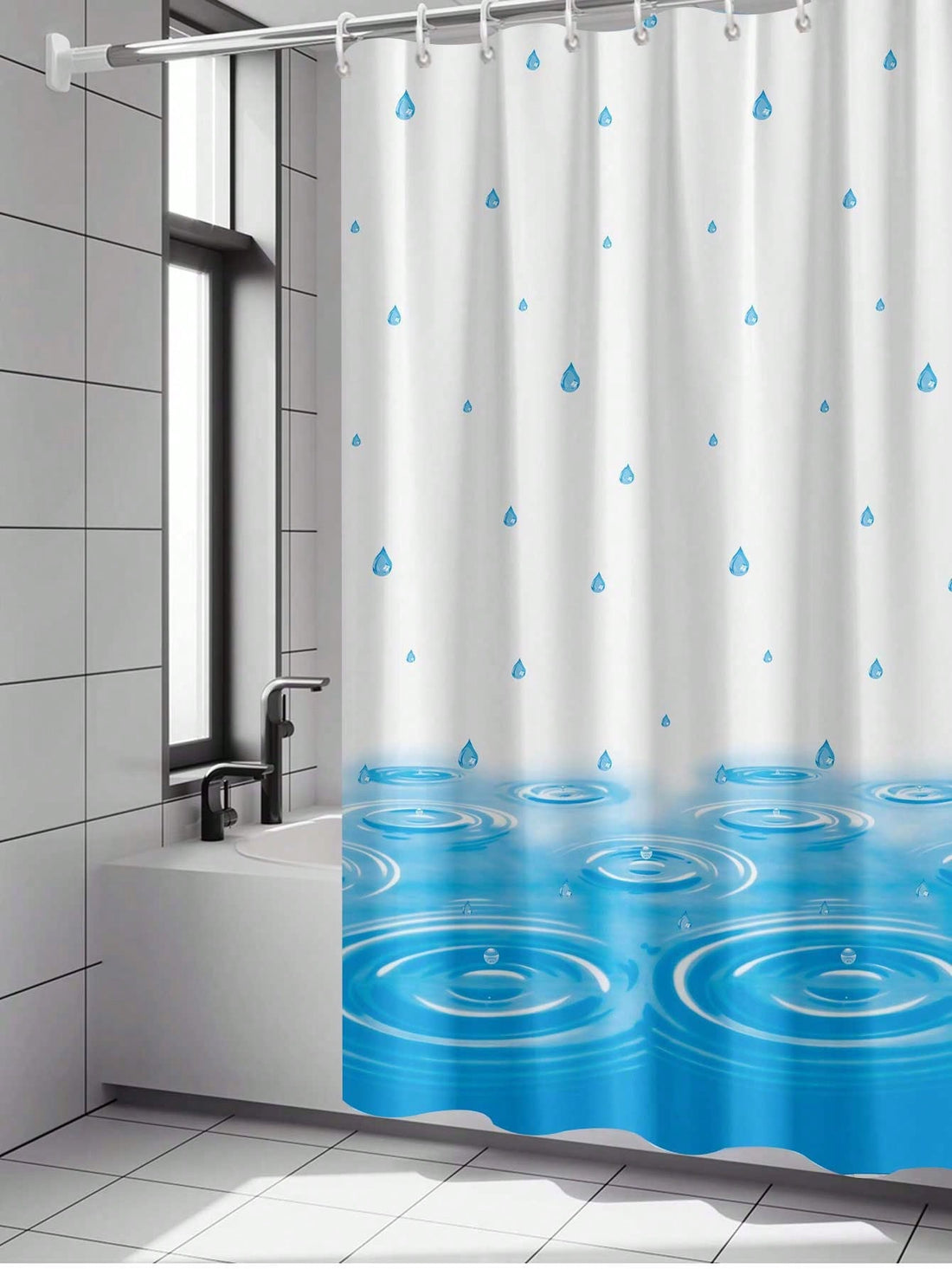 Transform your bathroom into a relaxing spa with our Elegant Rain Drop Pattern PEVA Shower Curtain. Made from high-quality PEVA material, it is not only waterproof but also resistant to mildew, ensuring long-lasting durability. The elegant rain drop pattern will add a touch of sophistication to your bathroom.