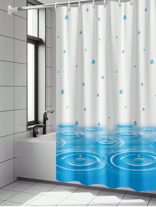 Elegant Rain Drop Pattern PEVA Shower Curtain - Waterproof & Mildew Resistant