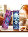 Skull Flower Pink Insulated Water Bottle: Ideal for Halloween, Gym, and Outdoor Sportsull