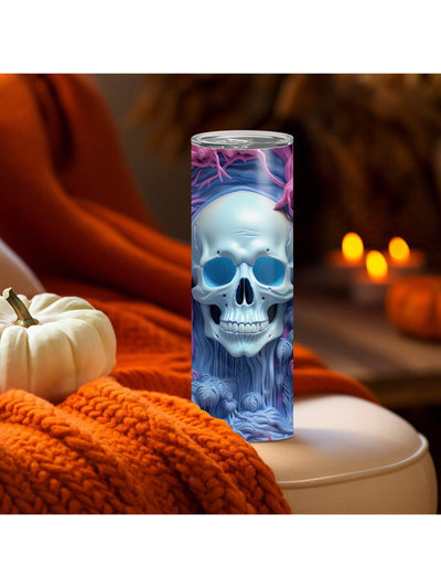 Skull Flower Pink Insulated Water Bottle: Ideal for Halloween, Gym, and Outdoor Sportsull