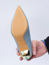 Elegant Shiny Gold Pointed High Heels - Versatile & Comfortable for Work and Everyday Style