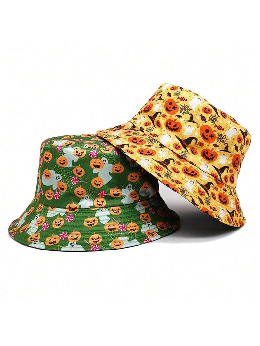 Spooky Chic Reversible Pumpkin Bucket Hat: The Perfect Unisex Accessory for Outdoor Fun