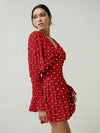 Chic and Timeless: Women's Polka Dot Pleated V-Neck Dress