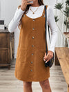 Olive Green Corduroy Pinafore Dress - Chic & Cozy Autumn/Winter Essential