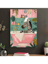 Zebra Relaxing in Bathtub Canvas Wall Art - Tropical Jungle Home Decor for a Fun Bathroom