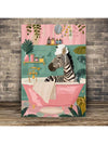 Zebra Relaxing in Bathtub Canvas Wall Art - Tropical Jungle Home Decor for a Fun Bathroom