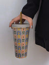 Gold Rimmed Arab Flower Series Insulated Water Bottle - Perfect for Outdoor Adventures and Festivals