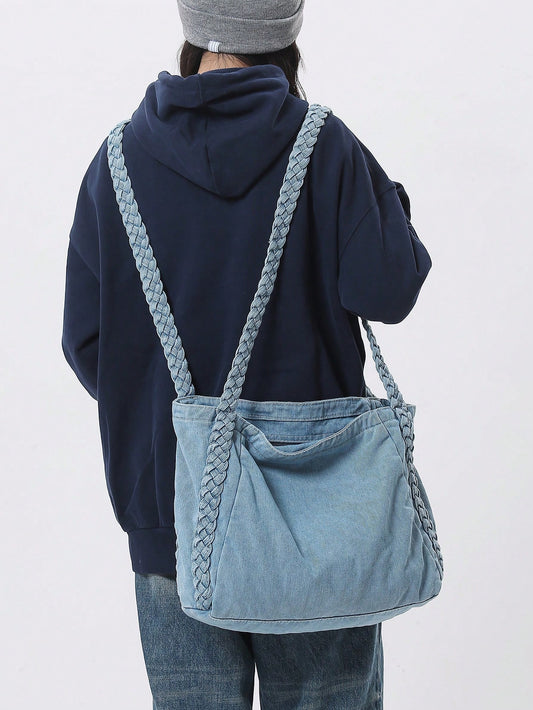 2024 Fashion Braided Jeans Tote: The Ultimate Casual Street Trend Shoulder Bag