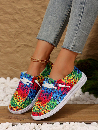 Chic Canvas Graffiti Slip-On Shoes: Fashionable and Versatile