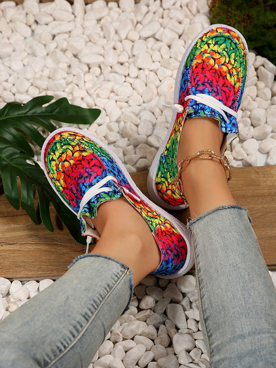 Chic Canvas Graffiti Slip-On Shoes: Fashionable and Versatile