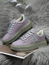 Shimmering Star Couple Sneakers: Purple and Silver Streetwear for Women