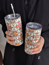 Bohemian Floral Pattern Cold Cup - Vacuum Flask Thermal Water Bottle