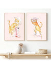 Cute Cat Cowgirl Art Poster Set: Girly Fashion Canvas Prints for Home Decoration