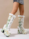 Y2K Punk Chic: Knee-High Plush Thick Boots for Trendsetting Women