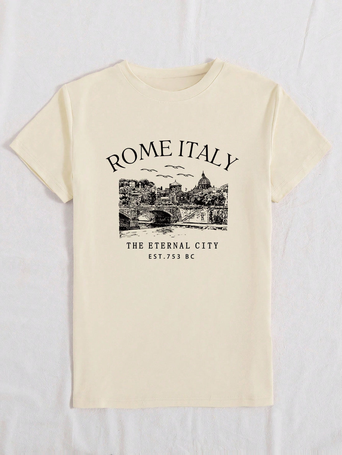 Celebrate the Eternal City with this Rome, Italy Skyline Graphic Tee. Featuring a casual round neck, this t-shirt showcases the iconic skyline of Rome. Made of soft fabric, it is perfect for everyday wear. Show off your love for this historic city in style.