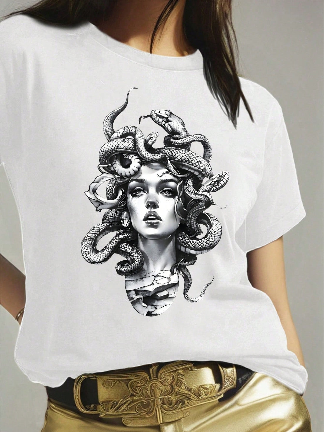 Introducing our latest summer essential - the Playful Summer Vibes: Women's Character Print Casual Tee. Designed to bring a playful touch to your casual wardrobe, this tee features a variety of charming character prints that are sure to add a fun and stylish element to any outfit. Made with high-quality materials, this tee is both comfortable and durable, making it perfect for all your summer adventures. Don't miss out on this must-have piece for your wardrobe!
