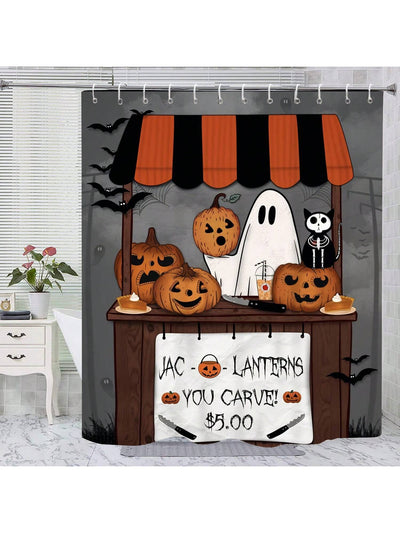 Spooky Ghost Waterproof Shower Curtain with 12 Hooks: Halloween Decor Must-Have