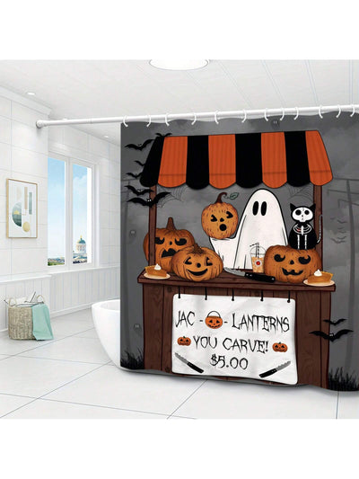 Spooky Ghost Waterproof Shower Curtain with 12 Hooks: Halloween Decor Must-Have