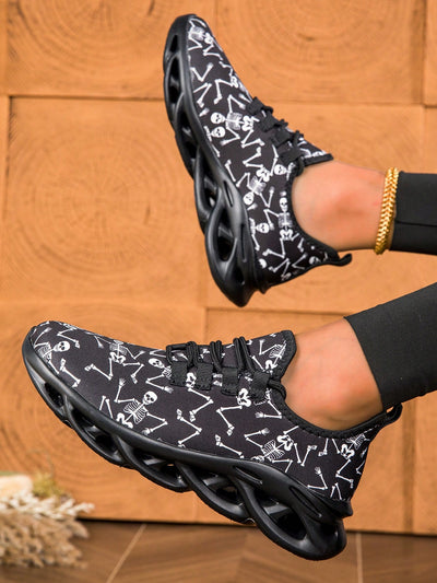 Skull Print Halloween Sneakers: Spooky Style with Breathable Comfort