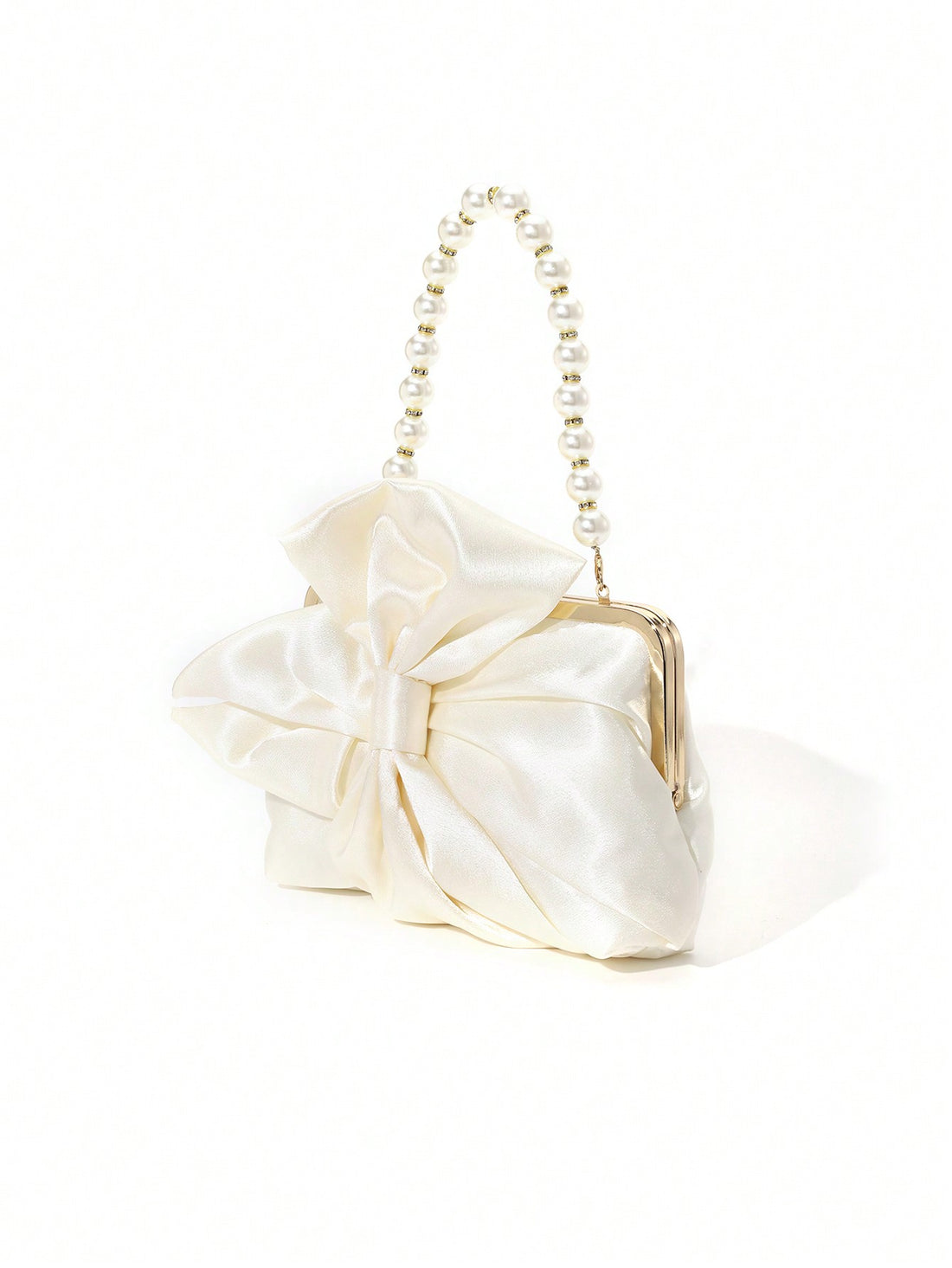 Elevate your style with Chic Romance: Elegant Satin Bowknot Pearls Clutch Bag. Perfect for special occasions, its satin material, sophisticated bowknot design, and delicate pearls add a touch of elegance. Make a statement and stand out with this must-have accessory.
