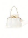 Chic Romance: Elegant Satin Bowknot Pearls Clutch Bag for Special Occasions