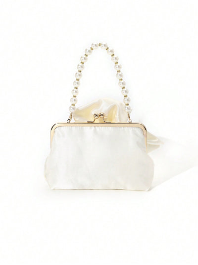 Chic Romance: Elegant Satin Bowknot Pearls Clutch Bag for Special Occasions