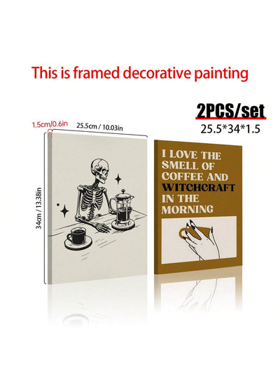 Funny Halloween Coffee Wall Art Set: Spooky Decor for Your Coffee Bar