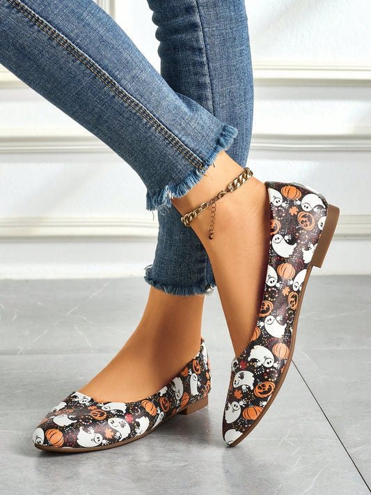 Elegant Floral Print Pointed Toe Loafers: Step into Style