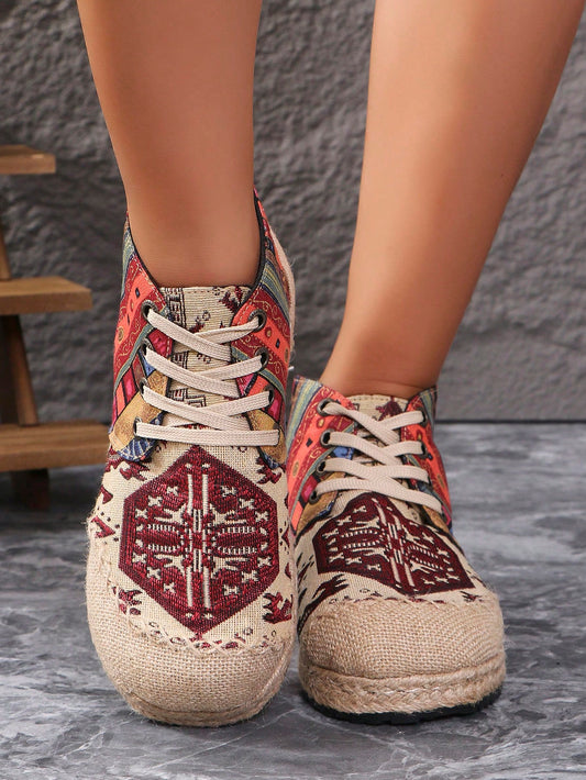 Vintage Vibes: Women's Summer Linen High Top Casual Shoes