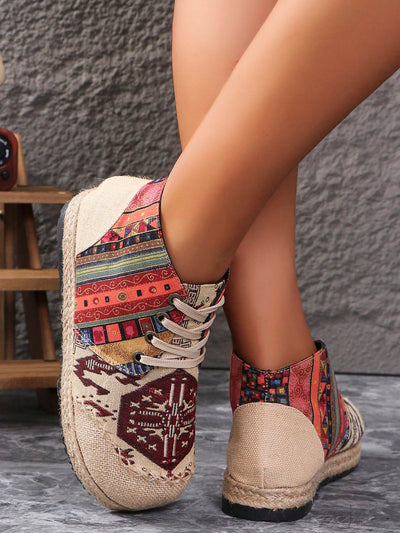 Vintage Vibes: Women's Summer Linen High Top Casual Shoes