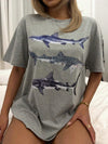 Chic Comfort: Oversized Minimalist Fish Graphic Tee for Women