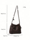 Chic Solid Color Bowknot PU Leather Shoulder Bag: Fashionable Tote for Women and Girls