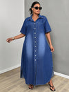 Chic & Stylish Plus Size Denim Shirt Dress - Perfect for Back to School