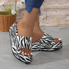 Funky Zebra Print Platform Wedge Slippers: A Stylish Addition to Your Shoe Collection