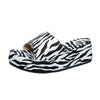 Funky Zebra Print Platform Wedge Slippers: A Stylish Addition to Your Shoe Collection