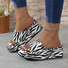 Funky Zebra Print Platform Wedge Slippers: A Stylish Addition to Your Shoe Collection