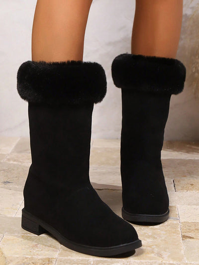 Stay Stylish and Cozy in our Exclusive Design Fleece-Lined Orange Mid-Calf Boots