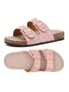 Dreamy Checkered Flatform Slides: Double Buckle Comfort with Nature-Cork Footbed