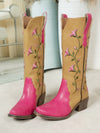 Floral Delight: Women's Embroidered Flower Platform Slip-On Boots