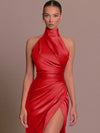 Stunning Sleeveless V-Neck Party Dress: Slay with a Halter Neckline