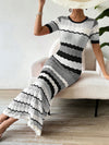 Vacation Ready: Stylish Striped Short Sleeve Sweater Dress for Women