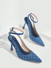 Chic Rhinestone-Embellished Plaid High Heels - Perfect for Parties and Halloween