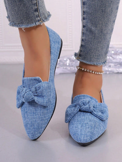 Introducing our Blue Bowknot Slip-On Shoes: the perfect mix of fashion and comfort for any occasion. Slide into style with the beautifully designed bowknot, while enjoying the ease and comfort of a slip-on. Perfect for any event, these shoes are a must-have for any fashion-forward individual.