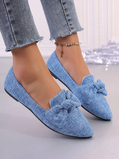 Blue Bowknot Slip-On Shoes: Fashionable and Comfortable for Any Occasion